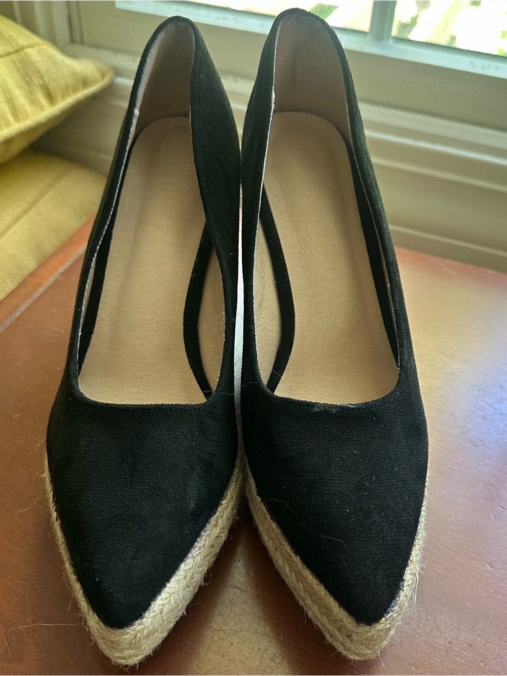 Women’s Black Espadrille Wedge Pumps - Sleek Pointed Toe